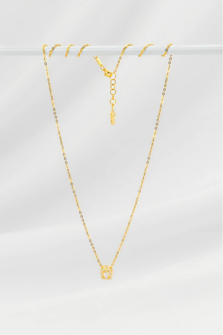 Dây Chuyền Mặt Vuông Tấm Baguette Đính Đá CZ Vàng 16K Bảo Tín K&K