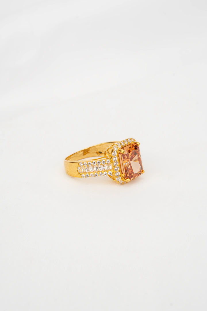 Nhẫn Đá Màu Cam Đính Đá CZ Vàng 16K Bảo Tín K&K