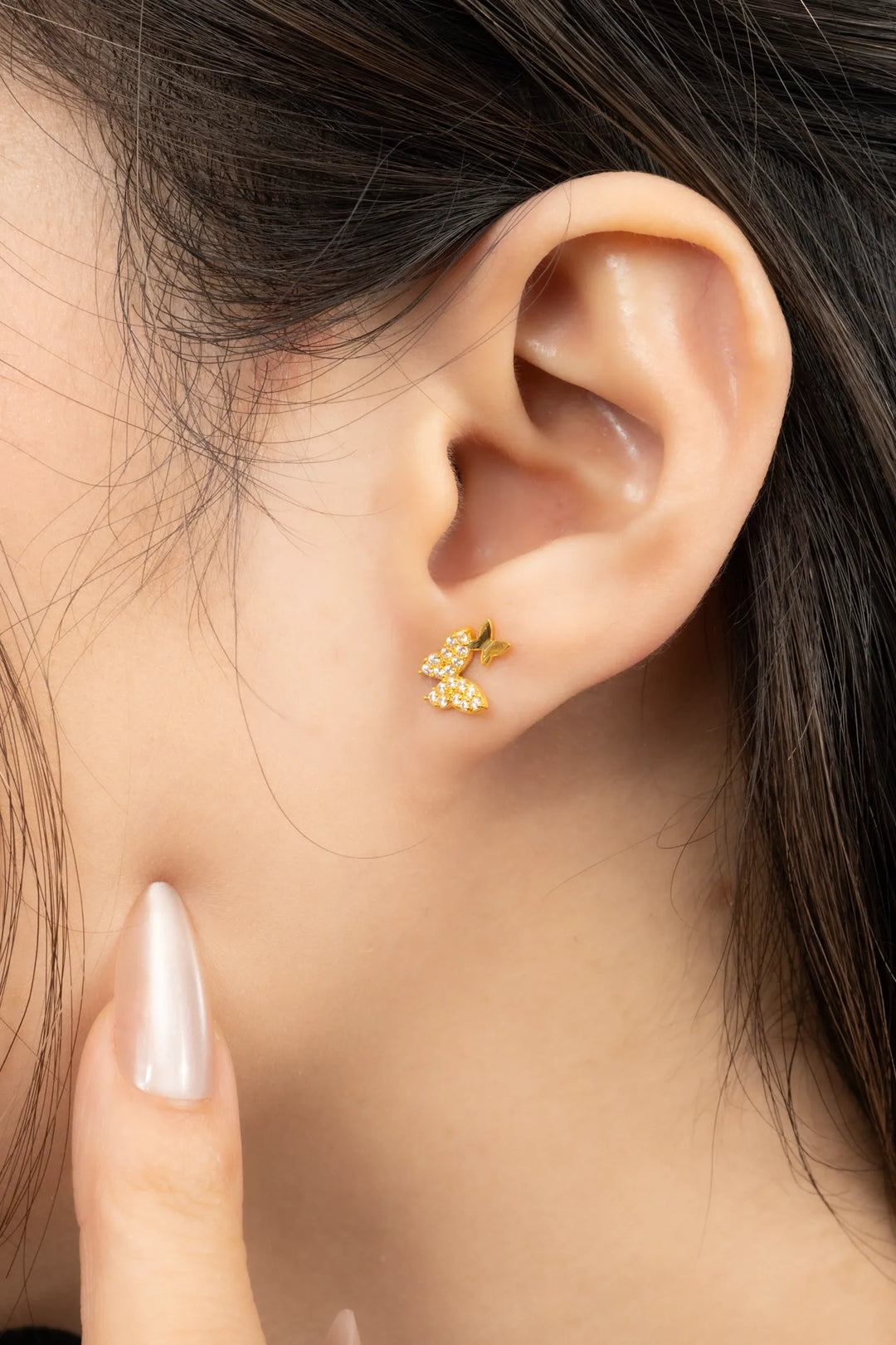 Bông Tai Đôi Bướm Vàng 16K đính đá CZ Bảo Tín K&K