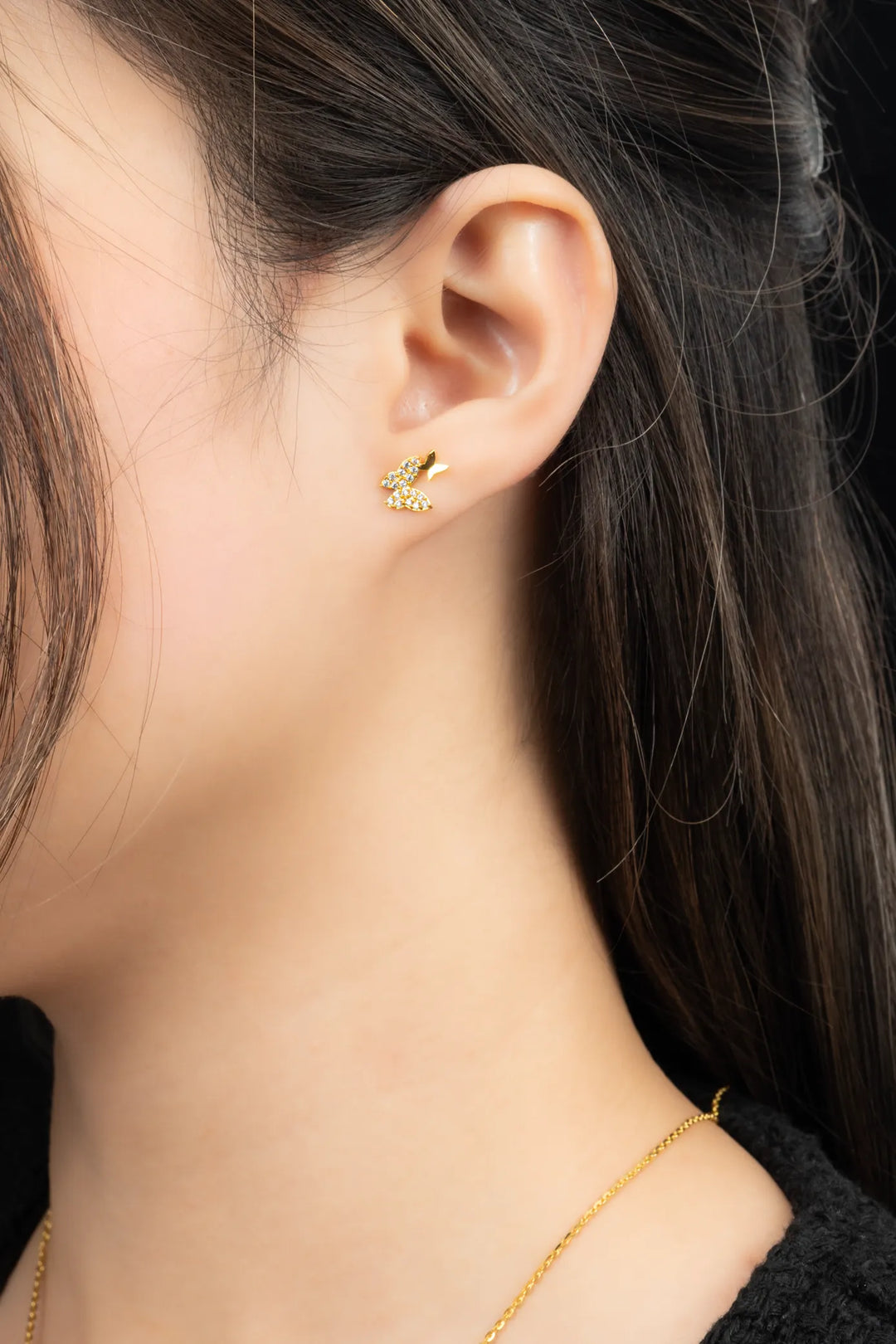 Bông Tai Đôi Bướm Vàng 16K đính đá CZ Bảo Tín K&K