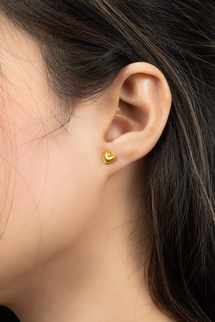 Bông Tai Trái Tim Trơn Vàng 16K Bảo Tín K&K