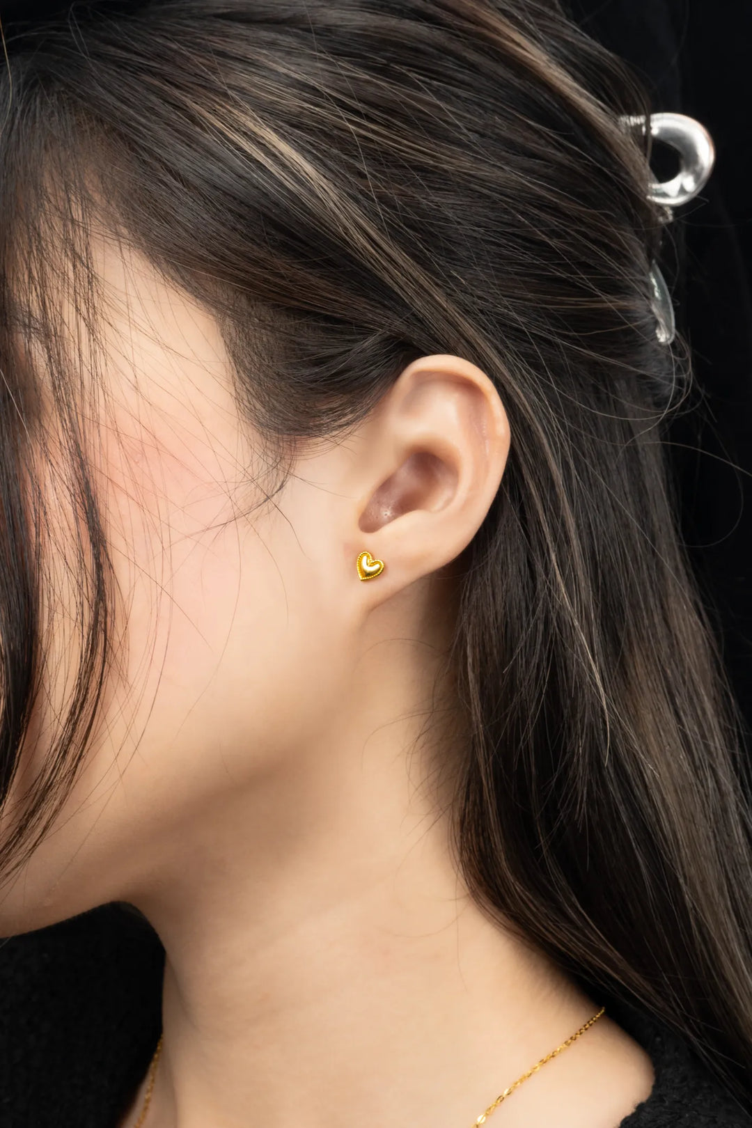 Bông Tai Trái Tim Trơn Vàng 16K Bảo Tín K&K