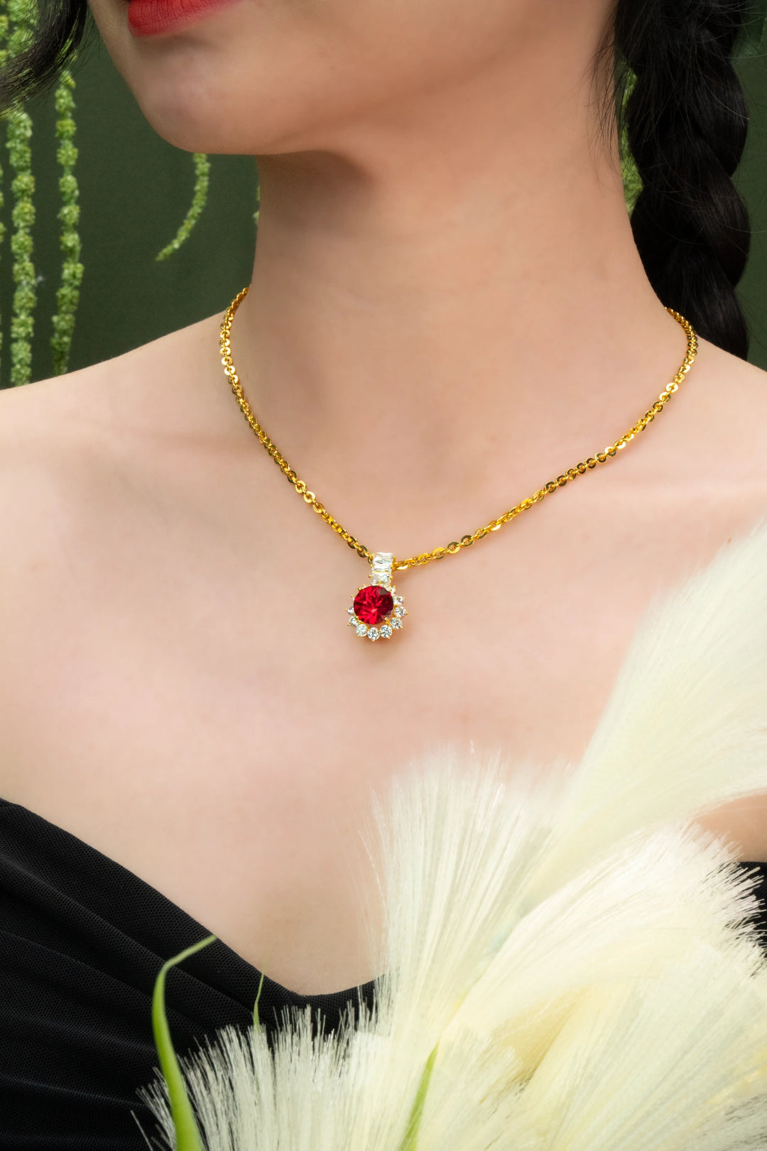 Mặt Đá Đỏ Hồng Đính Đá CZ Vàng 16K Bảo Tín K&K