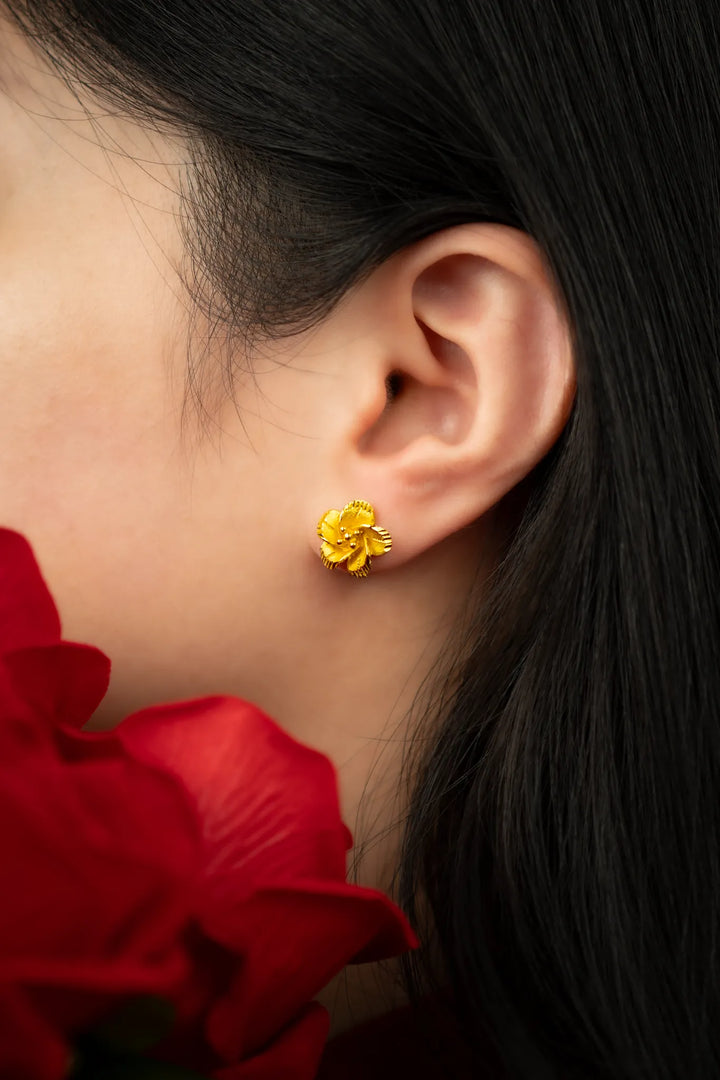 Bông Tai Hoa 5 Cánh Tròn Vàng 23K Bảo Tín K&K