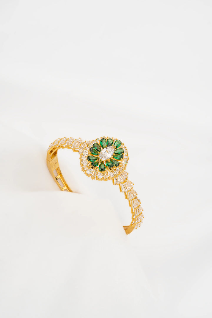 Vòng Tay Kiểu Đá Xanh Lá Đính Đá CZ Vàng 16K Bảo Tín K&K