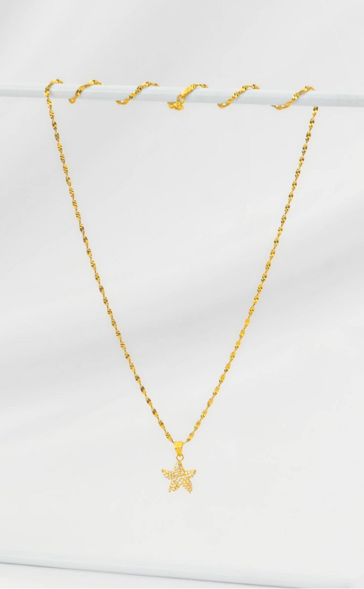 Dây Chuyền Mặt Sao Biển Tấm Đính Đá CZ Vàng 16K Bảo Tín K&K