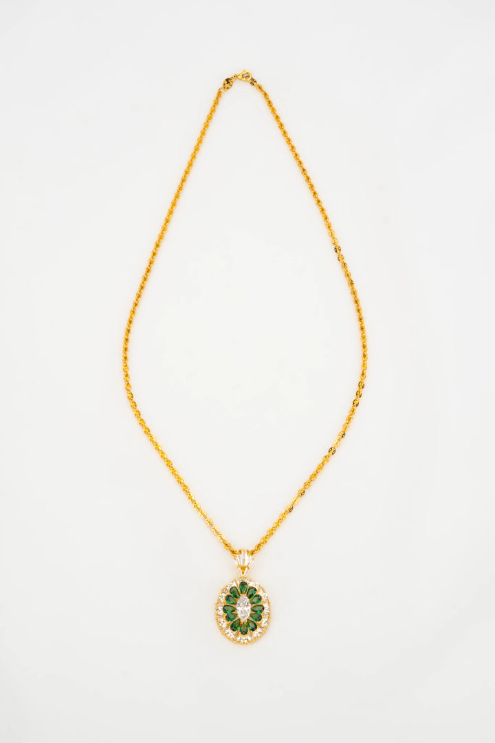 Mặt Kiểu Đá Xanh Lá Đính Đá CZ Vàng 16K Bảo Tín K&K