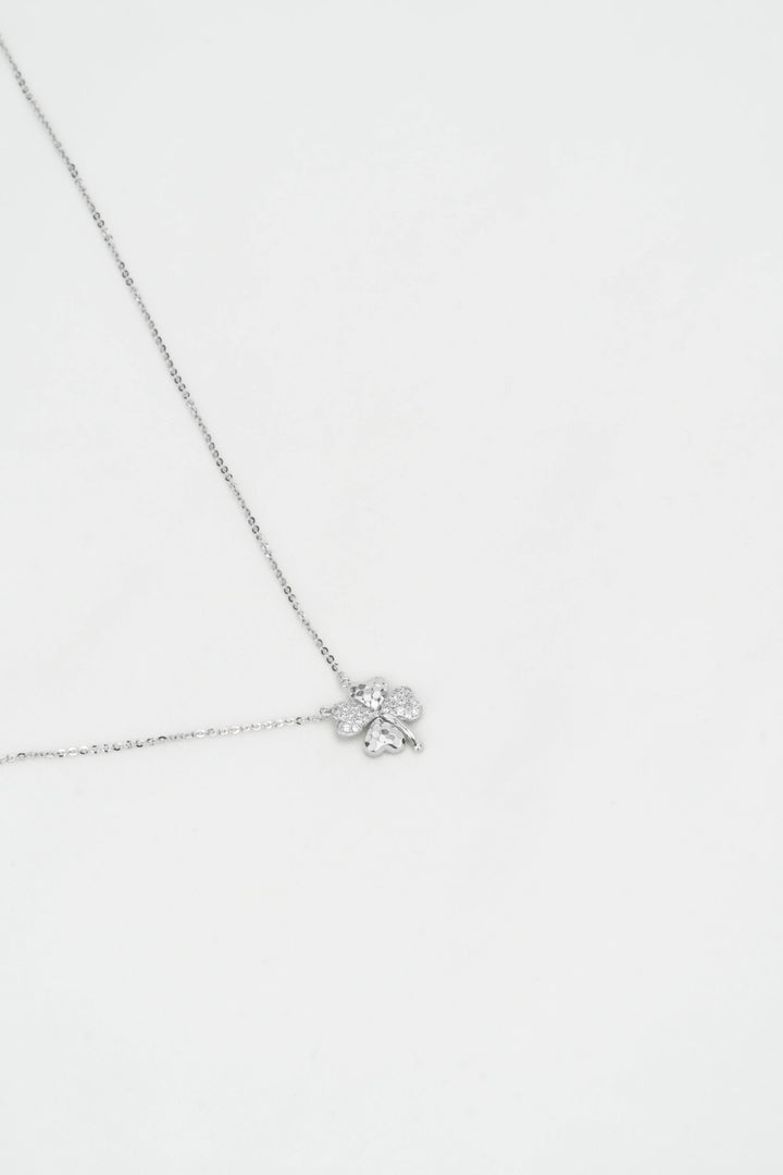 Dây Chuyền Mặt Hoa 4 Cánh Tim Đính Đá CZ Kiểu Ý 750 Bảo Tín K&K