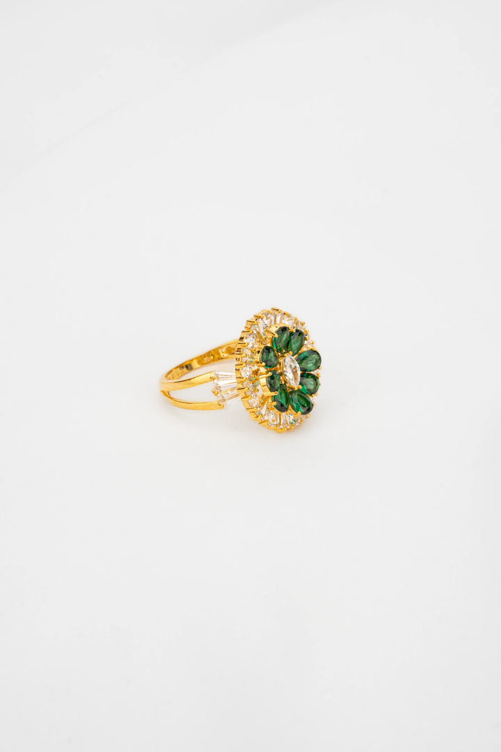 Nhẫn Kiểu Đá Xanh Lá Đính Đá CZ Vàng 16K Bảo Tín K&K