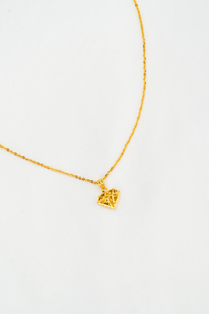 Dây Chuyền Mặt Kim Cương 3D Khắc Máy Vàng 16K Bảo Tín K&K