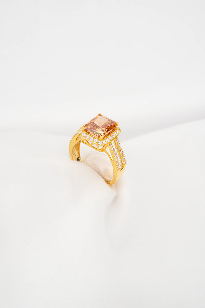 Nhẫn Đá Màu Cam Đính Đá CZ Vàng 16K Bảo Tín K&K