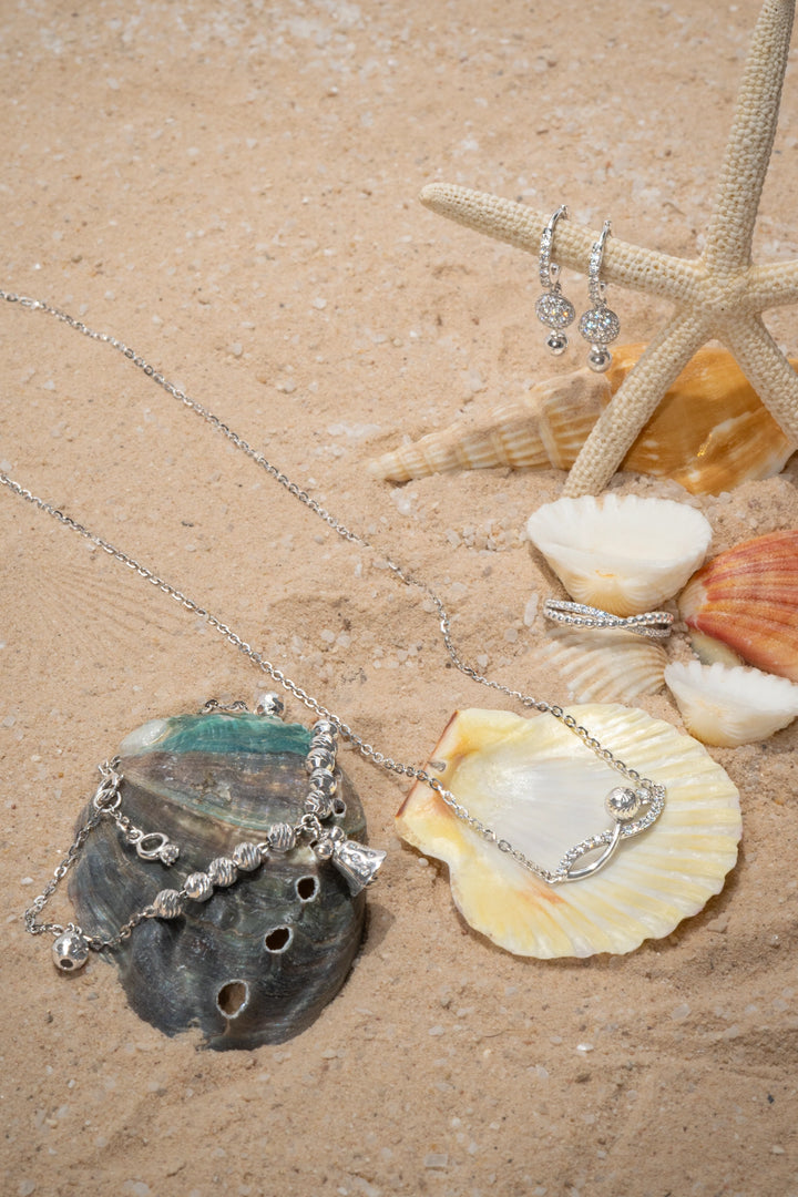 Dây Chuyền Mặt Vô Cực Bi Khắc Máy Đính Đá CZ Kiểu Ý 750 Bảo Tín K&K