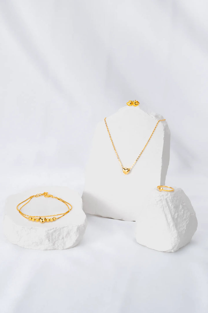 Lắc Tay Dây Đôi Trái Tim Trơn Vàng 16K Bảo Tín K&K