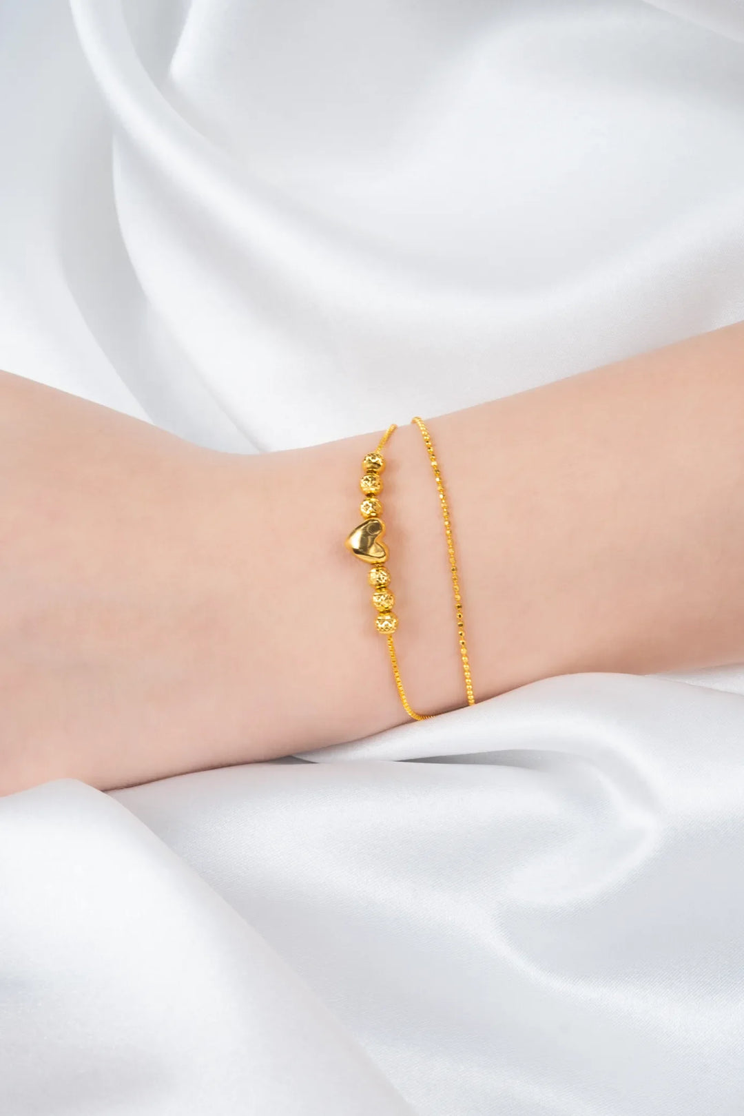 Lắc Tay Dây Đôi Trái Tim Trơn Vàng 16K Bảo Tín K&K