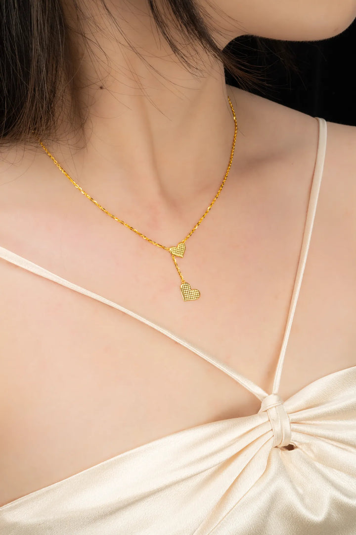 Dây Chuyền Liền Mặt Hai Trái Tim Vàng 16K Bảo Tín K&K