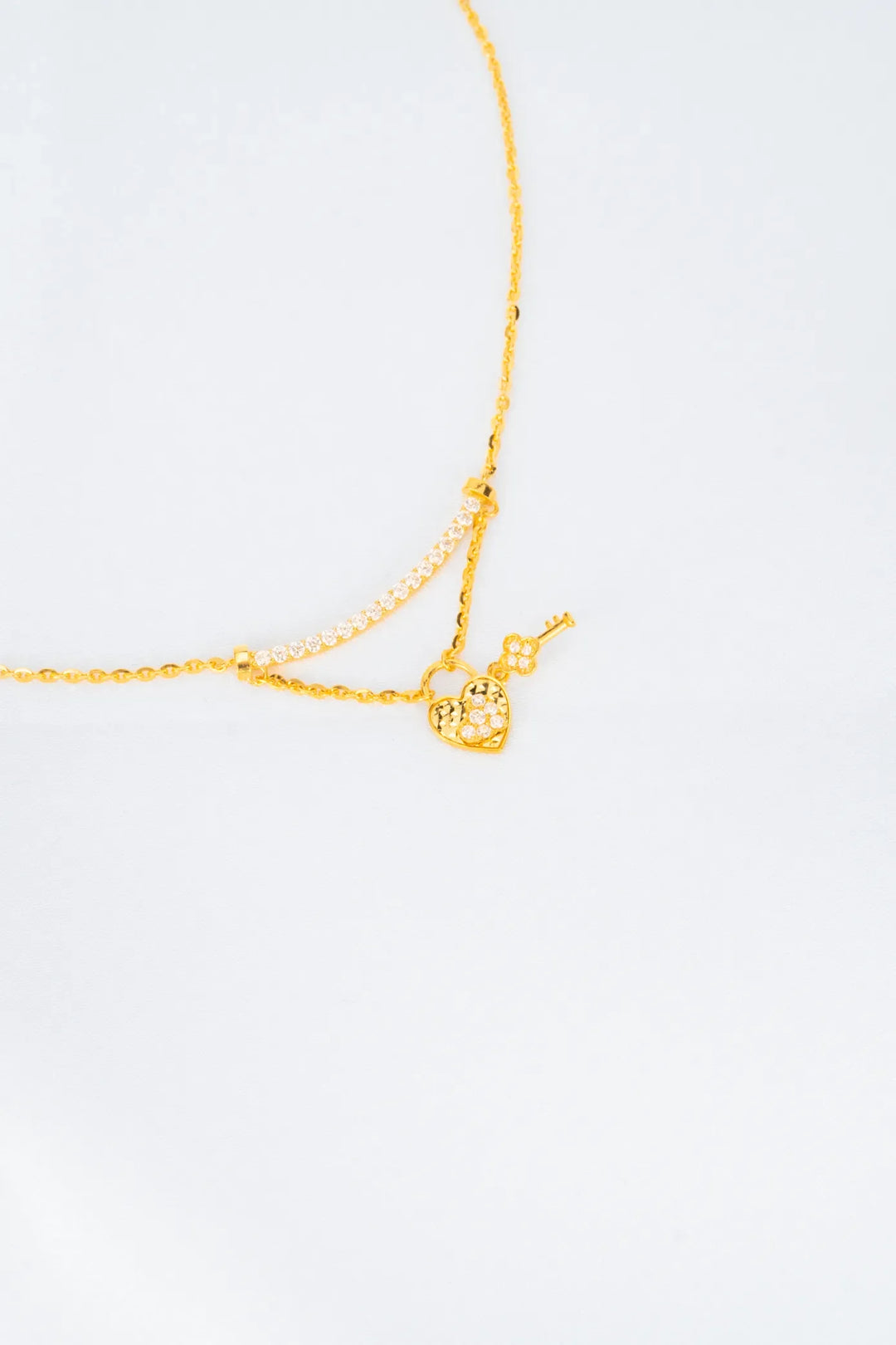 Dây Chuyền Liền Mặt Ổ Khoá Tim Vàng 16K đính đá CZ Bảo Tín K&K