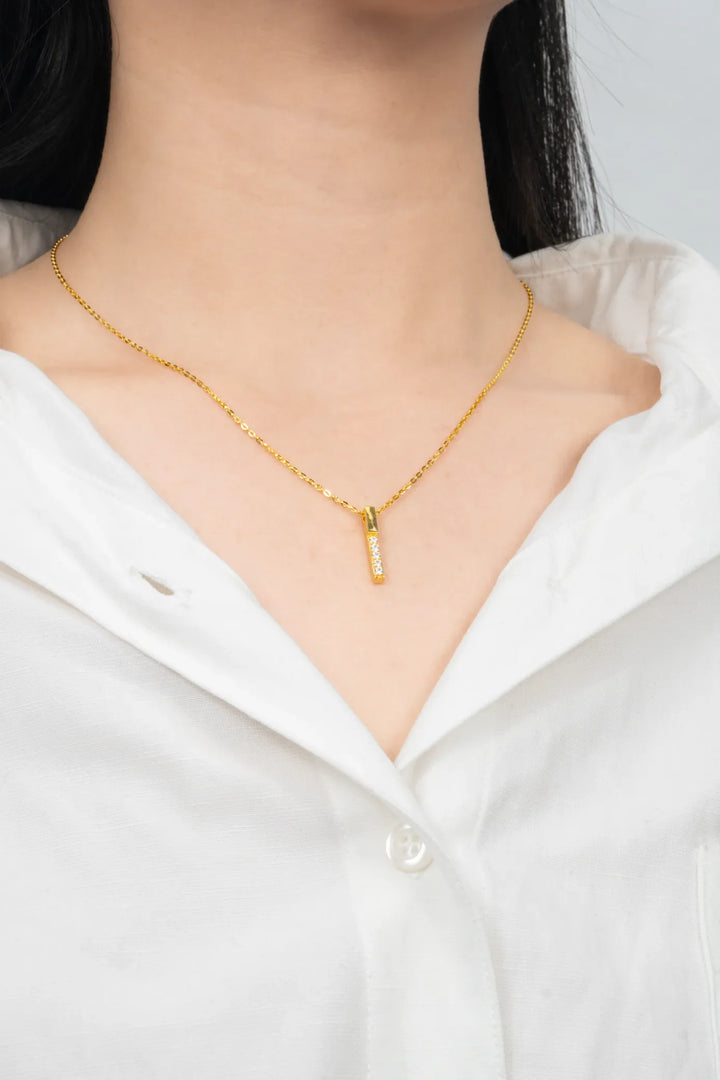Dây Chuyền Liền Mặt Thanh Dọc Vàng 16K đính đá CZ Bảo Tín K&K