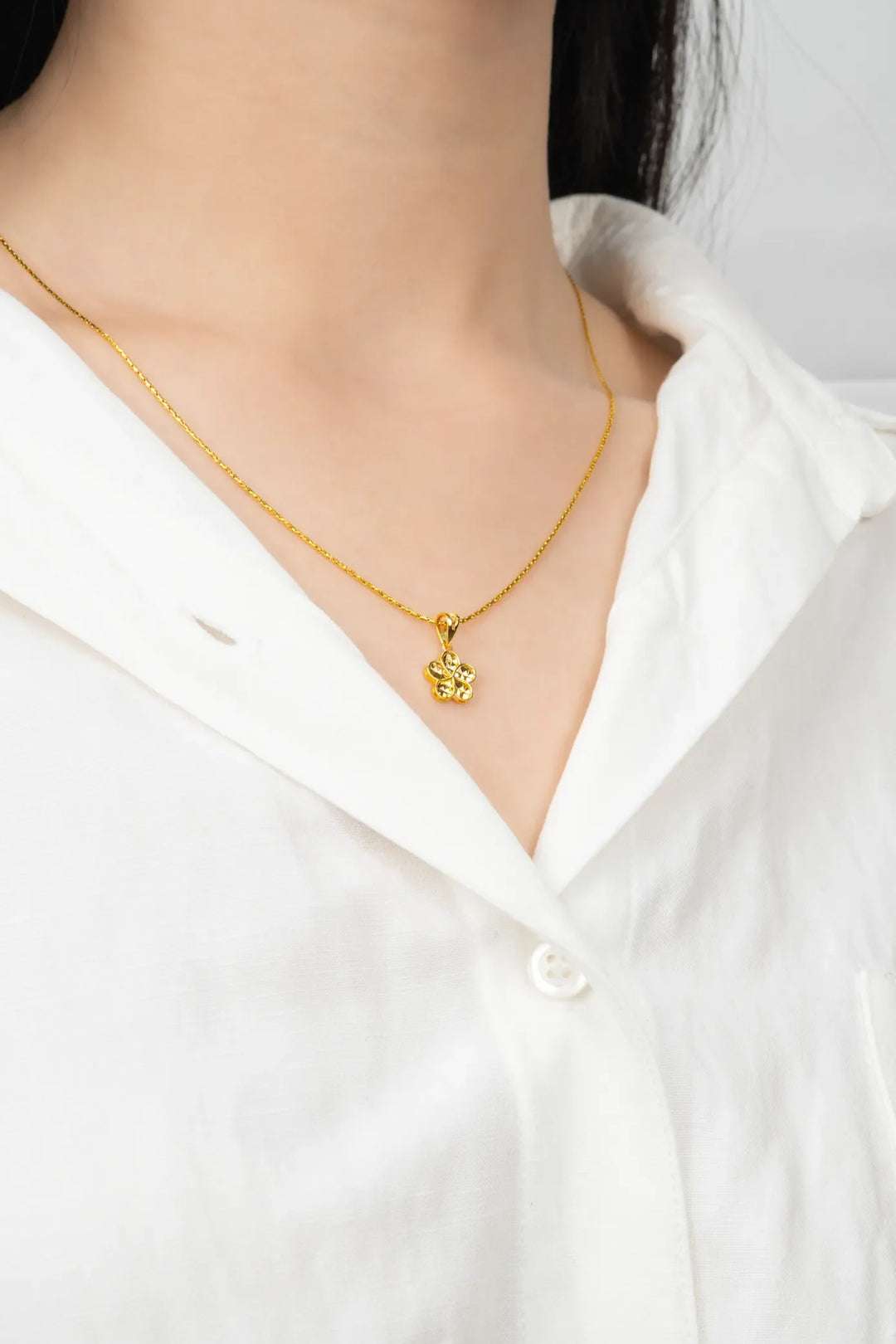 Dây Chuyền Mì Tròn Hoa 5 Cánh Viền Trơn Vàng 16K Bảo Tín K&K