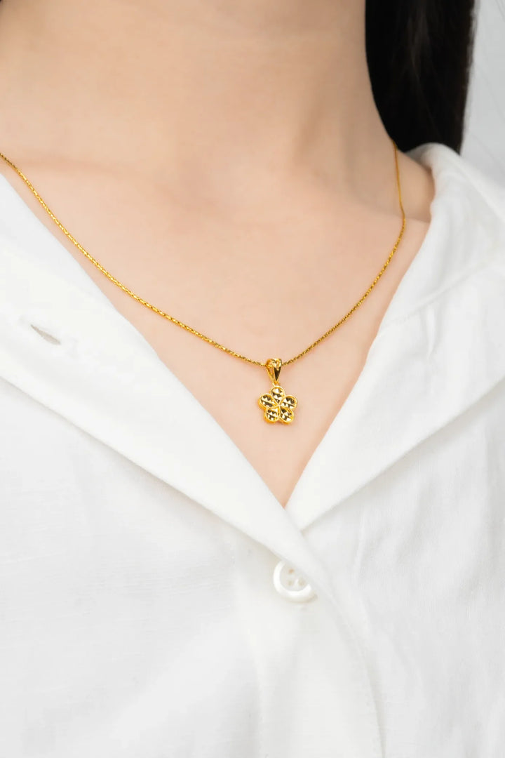 Dây Chuyền Mì Tròn Hoa 5 Cánh Viền Trơn Vàng 16K Bảo Tín K&K