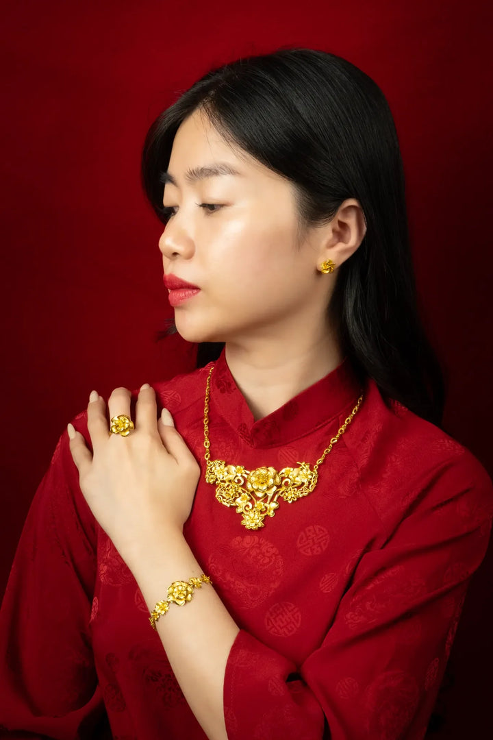 Bông Tai Hoa 5 Cánh Tròn Vàng 23K Bảo Tín K&K