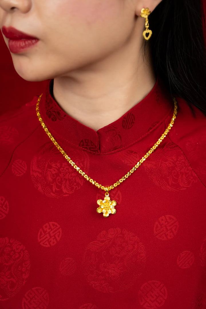 Mặt Bông Hoa 6 Cánh Hai Lớp Vàng 23K Bảo Tín K&K