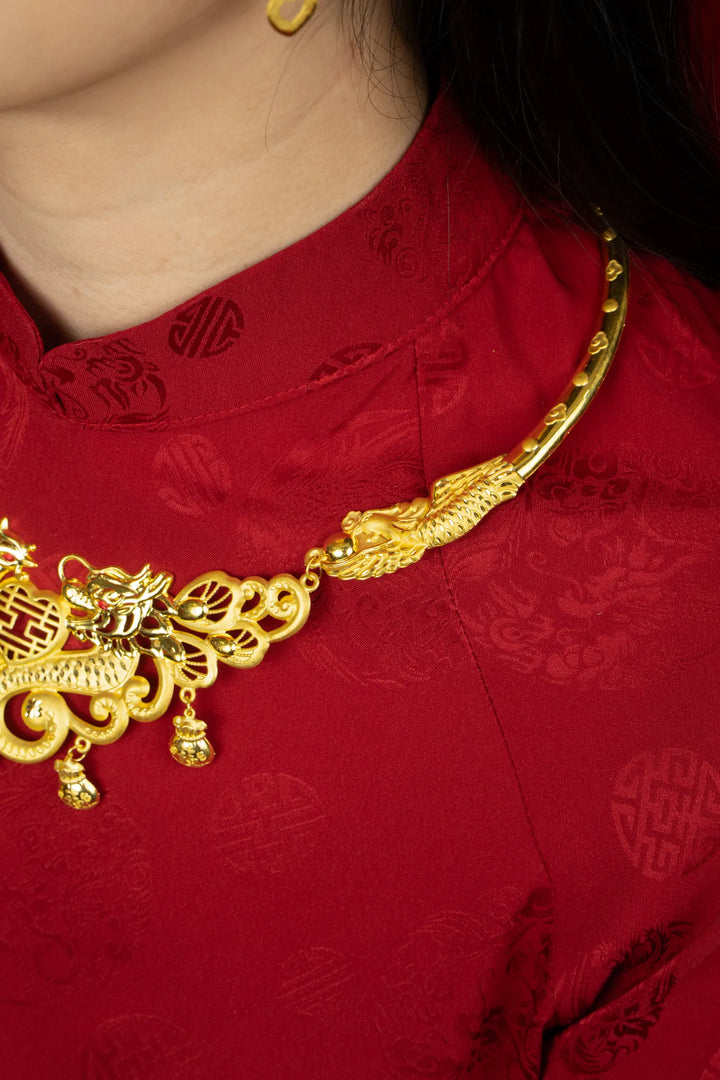 Dây Kiềng Cô Dâu Rồng Phụng Túi Tiền Vàng 23K Bảo Tín K&K