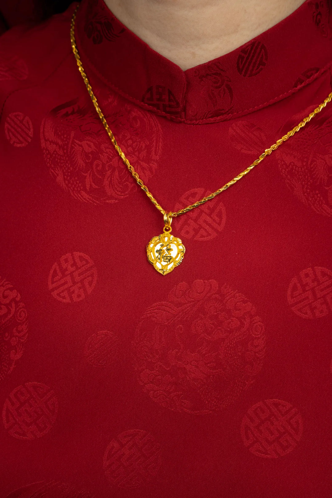 Mặt Trái Tim Chữ Tàu Vàng 23K Bảo Tín K&K