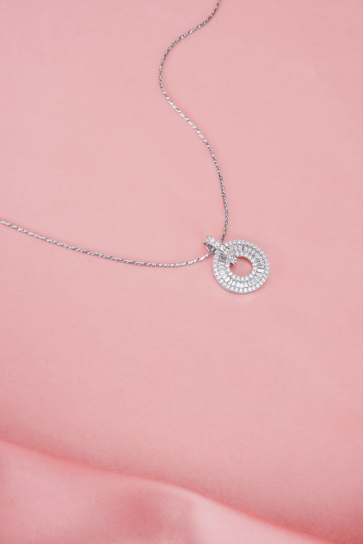 Dây Chuyền Mặt Đá Baguette Viền Tấm Đính Đá CZ Kiểu Ý 750 Bảo Tín K&K