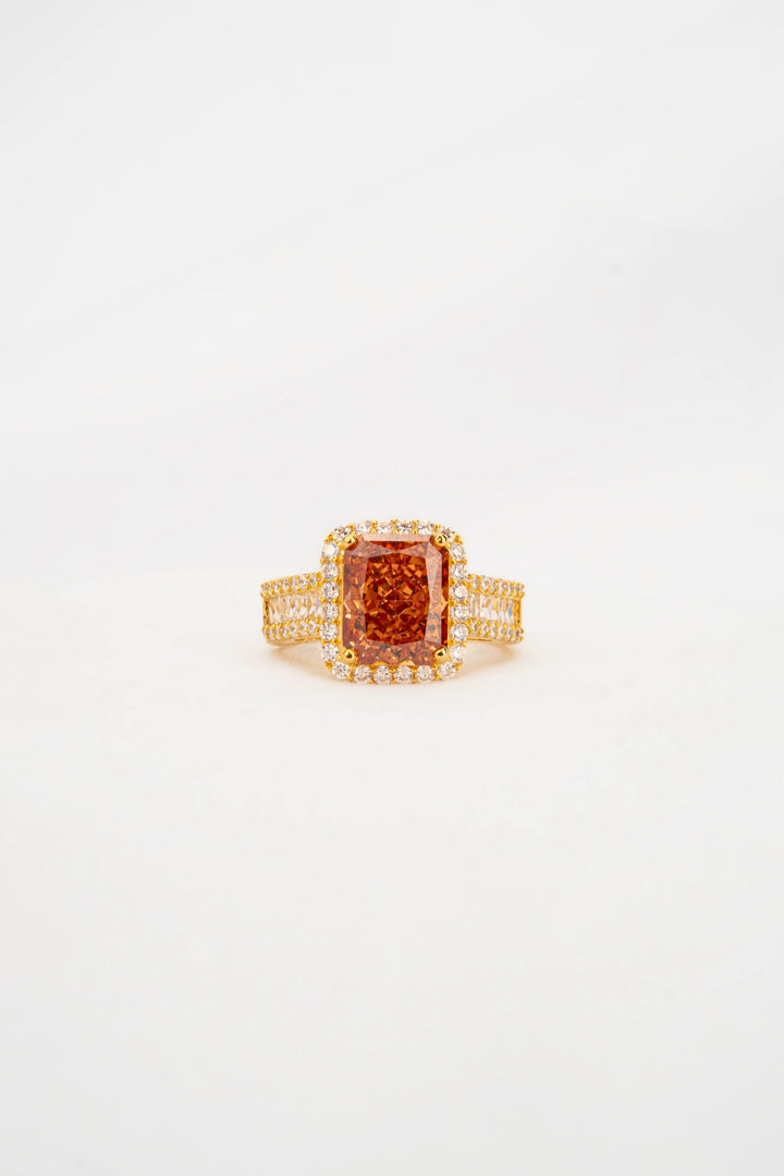 Nhẫn Đá Màu Cam Đính Đá CZ Vàng 16K Bảo Tín K&K