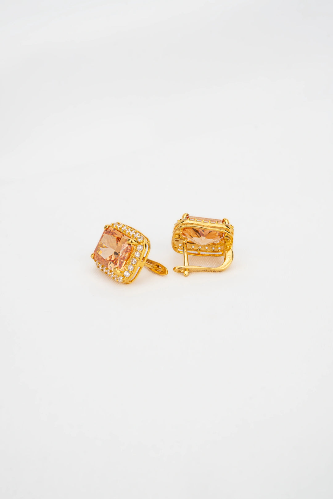 Bông Tai Đá Màu Cam Đính Đá CZ Vàng 16K Bảo Tín K&K