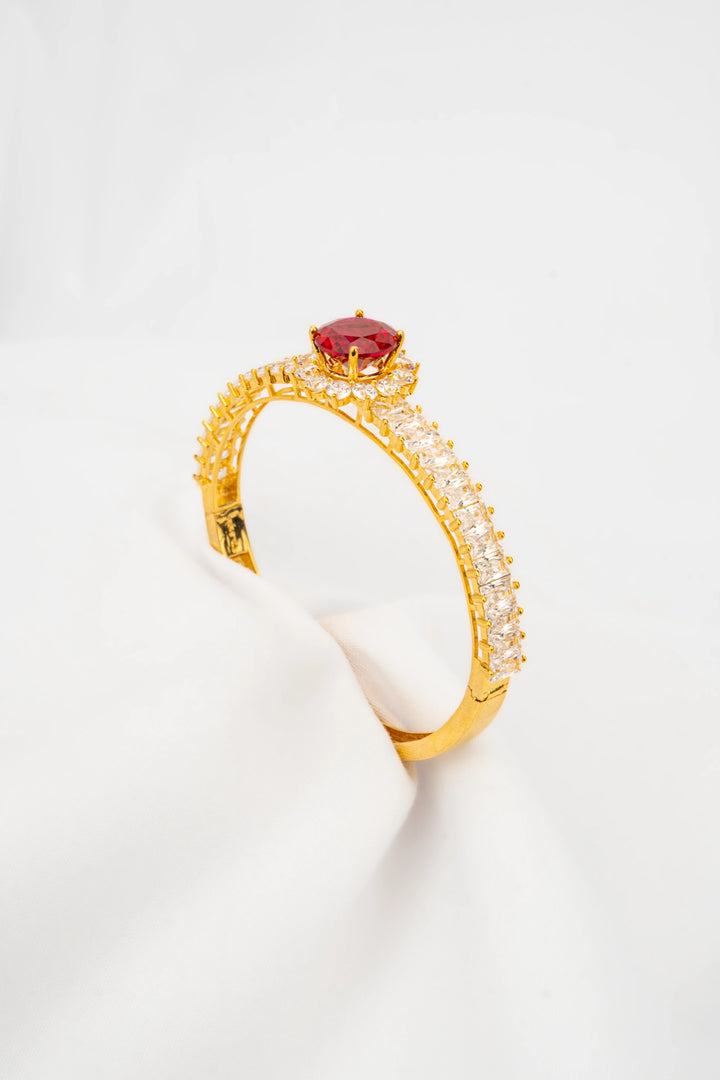 Vòng Tay Đá Đỏ Hồng Đính Đá CZ Vàng 16K Bảo Tín K&K