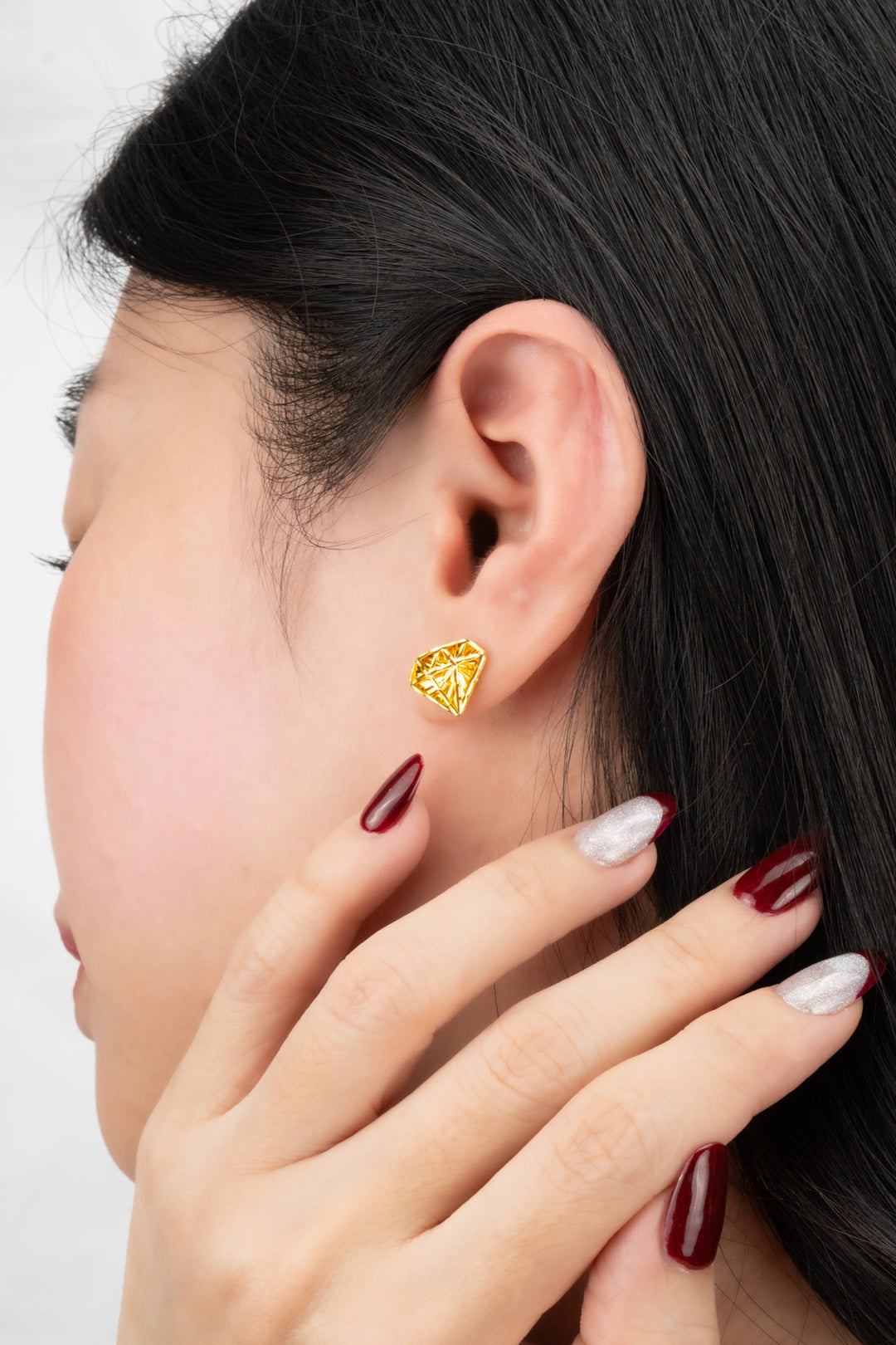 Bông Tai Kim Cương 3D Khắc Máy Vàng 16K Bảo Tín K&K