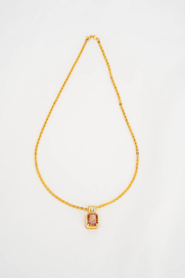 Mặt Đá Màu Cam Đính Đá CZ Vàng 16K Bảo Tín K&K