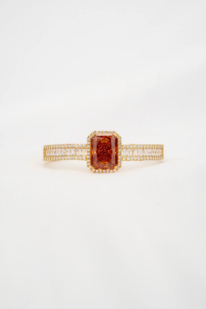 Vòng Tay Đá Màu Cam Đính Đá CZ Vàng 16K Bảo Tín K&K