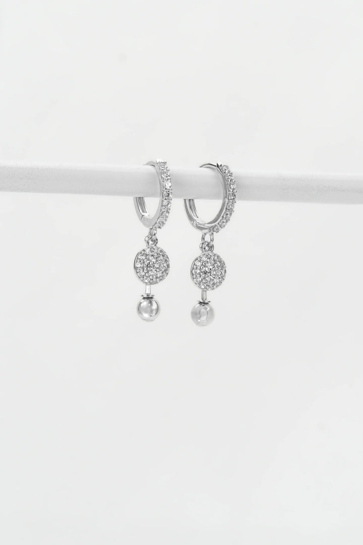 Bông Tai Khoen Tấm Bi TT Đính Đá CZ Kiểu Ý 750 Bảo Tín K&K