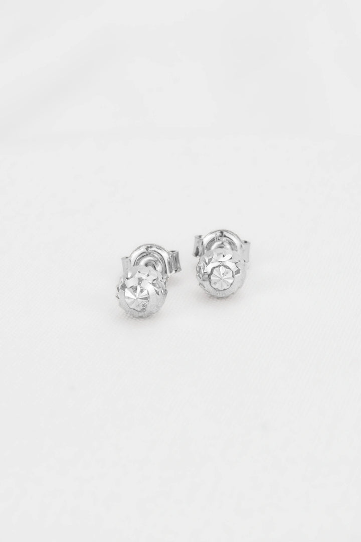 Bông Tai Hạt Bi Khắc Máy Kiểu Ý 750 Bảo Tín K&K