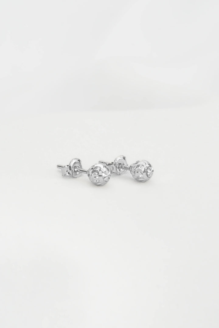 Bông Tai Hạt Bi Khắc Máy Kiểu Ý 750 Bảo Tín K&K