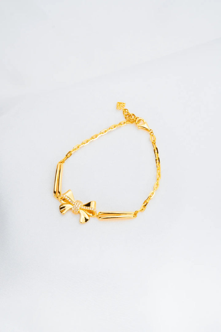 Lắc Tay Kiểu Nơ Tấm Vàng 16K đính đá CZ Bảo Tín K&K