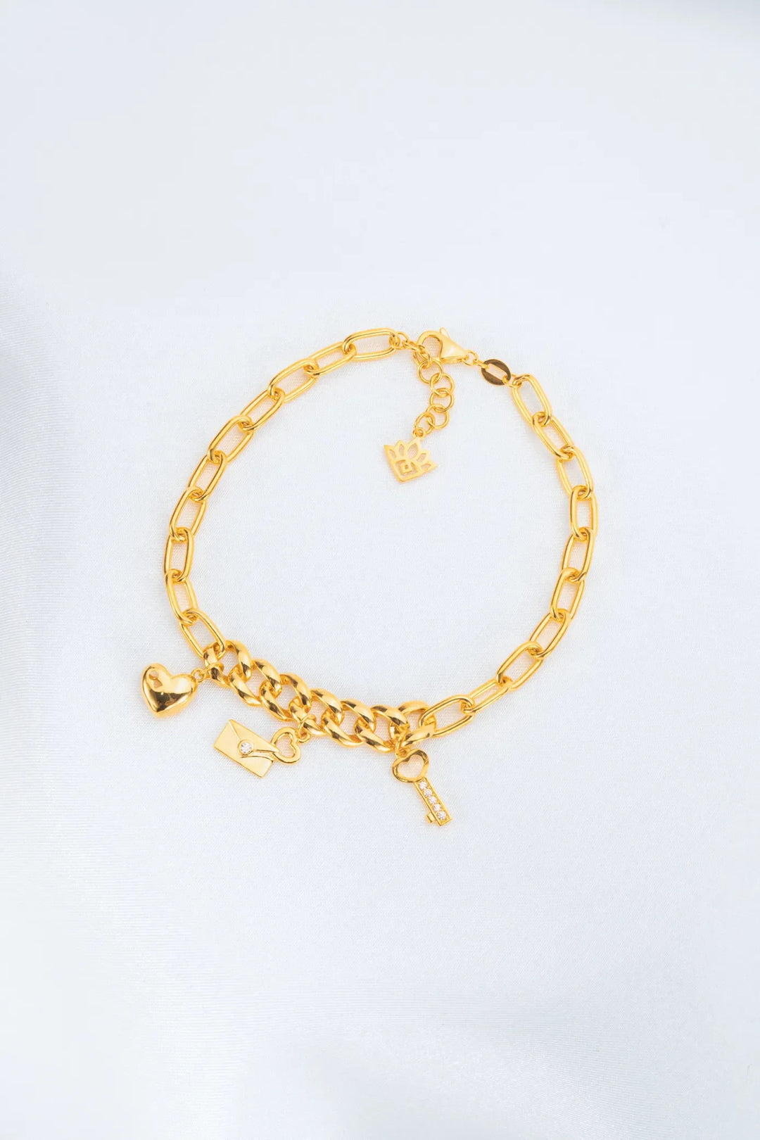 Lắc Tay Love Lock Charm Vàng 16K đính đá CZ Bảo Tín K&K