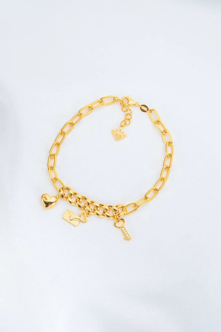 Lắc Tay Love Lock Charm Vàng 16K đính đá CZ Bảo Tín K&K