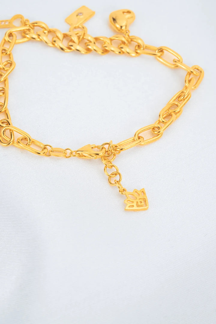 Lắc Tay Love Lock Charm Vàng 16K đính đá CZ Bảo Tín K&K