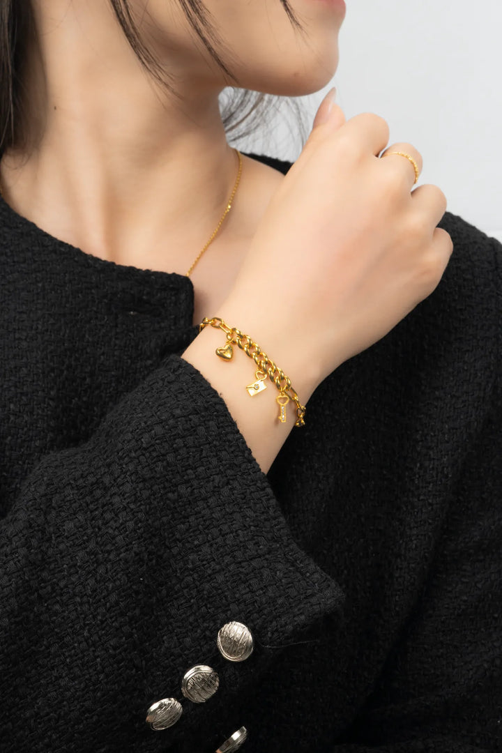 Lắc Tay Love Lock Charm Vàng 16K đính đá CZ Bảo Tín K&K