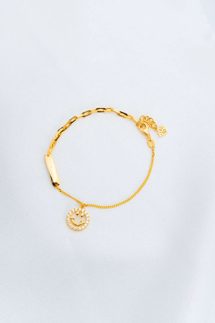 Lắc Tay Kiểu Mặt Cười Tấm Vàng 16K đính đá CZ Bảo Tín K&K