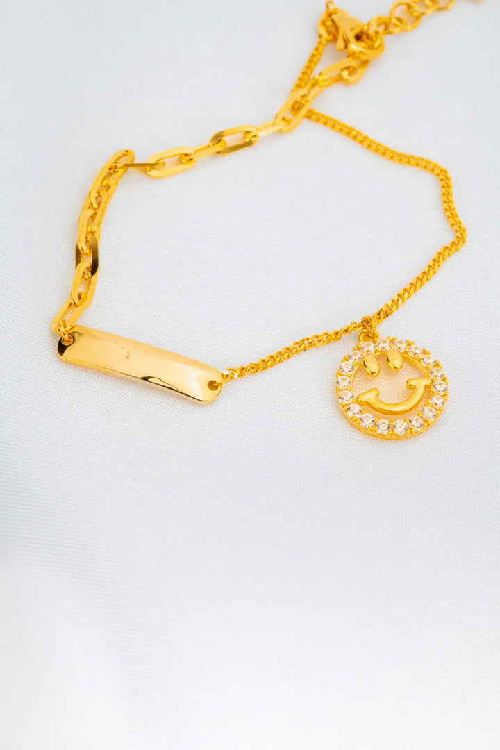 Lắc Tay Kiểu Mặt Cười Tấm Vàng 16K đính đá CZ Bảo Tín K&K