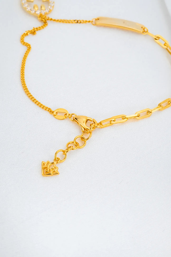 Lắc Tay Kiểu Mặt Cười Tấm Vàng 16K đính đá CZ Bảo Tín K&K