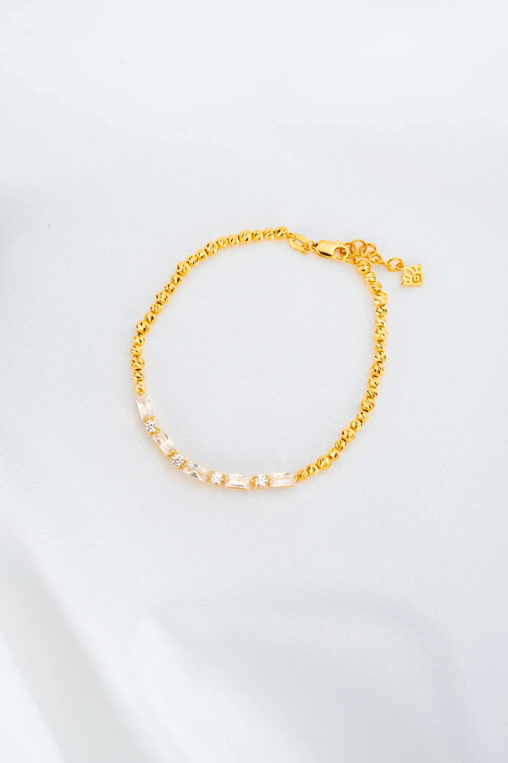 Lắc Tay Bi Kết Hợp Đá Tấm Baguette Vàng 16K đính đá CZ Bảo Tín K&K