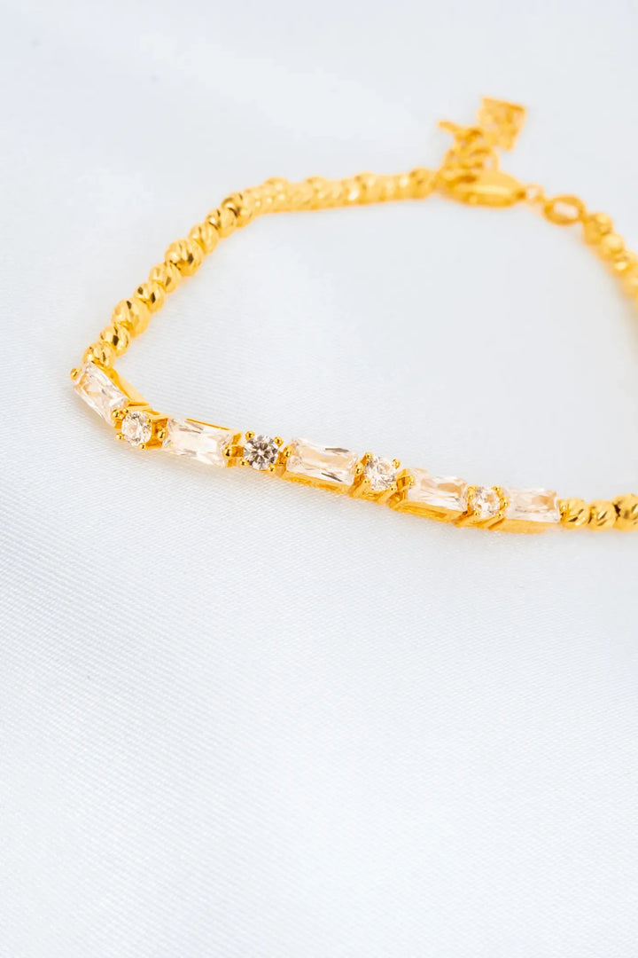 Lắc Tay Bi Kết Hợp Đá Tấm Baguette Vàng 16K đính đá CZ Bảo Tín K&K