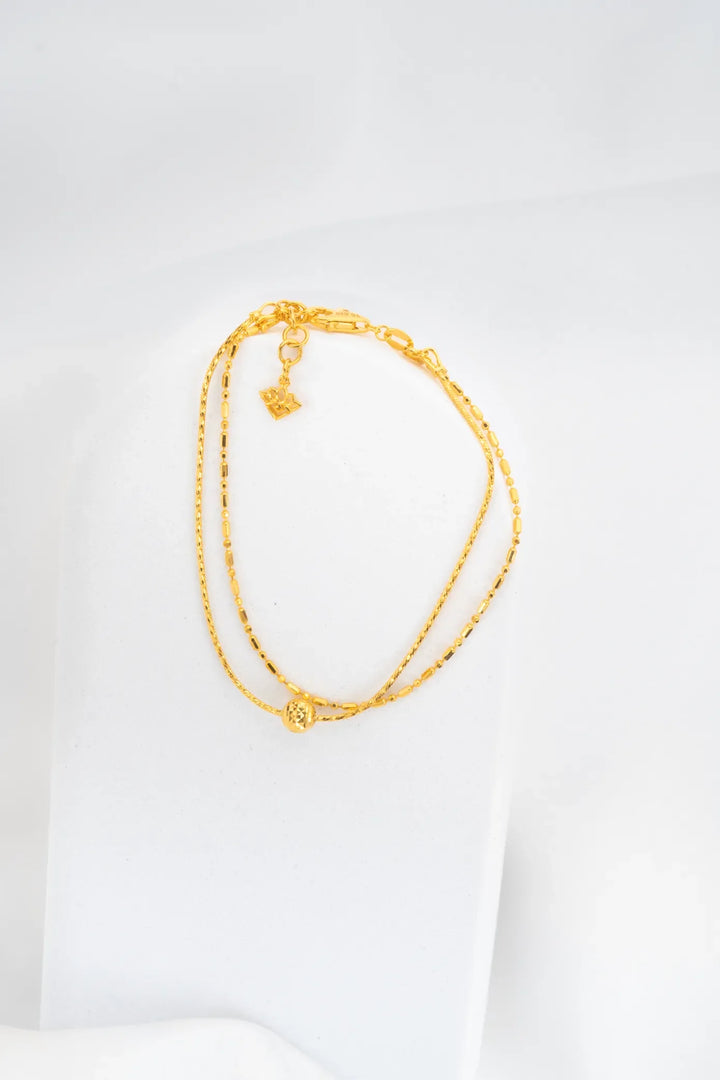 Lắc Tay Dây Đôi Charm Bi Tròn Vàng 16K Bảo Tín K&K