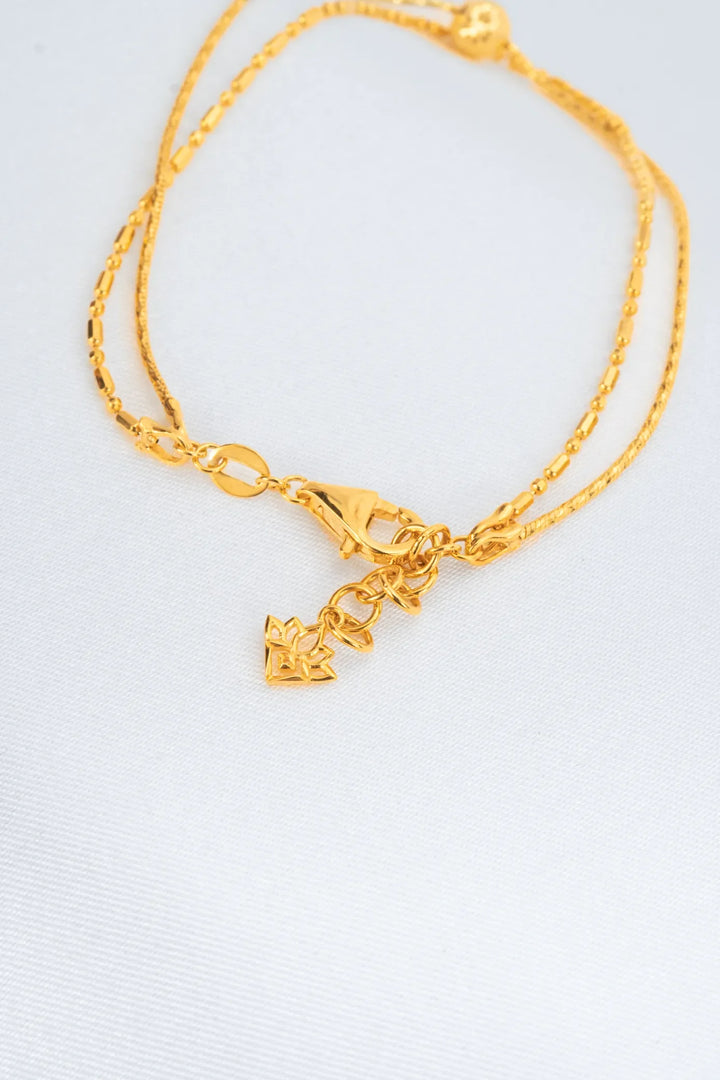 Lắc Tay Dây Đôi Charm Bi Tròn Vàng 16K Bảo Tín K&K