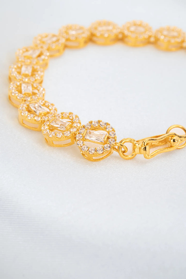 Lắc Tay Mắt Xích Tròn Vàng 16K đính đá CZ Bảo Tín K&K